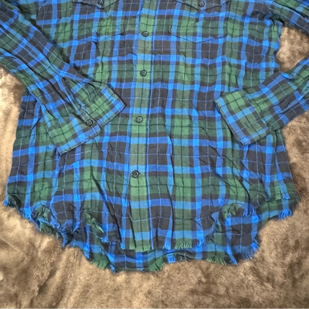 Vince flannel sz s blue and green long sleeve